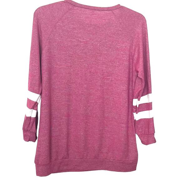 NO MFG. TAG LONG RAGLAN SLV CREW NECK TOP, WOMENS, 14W, VARIEGATED PINK & WHITE - Picture 4 of 10